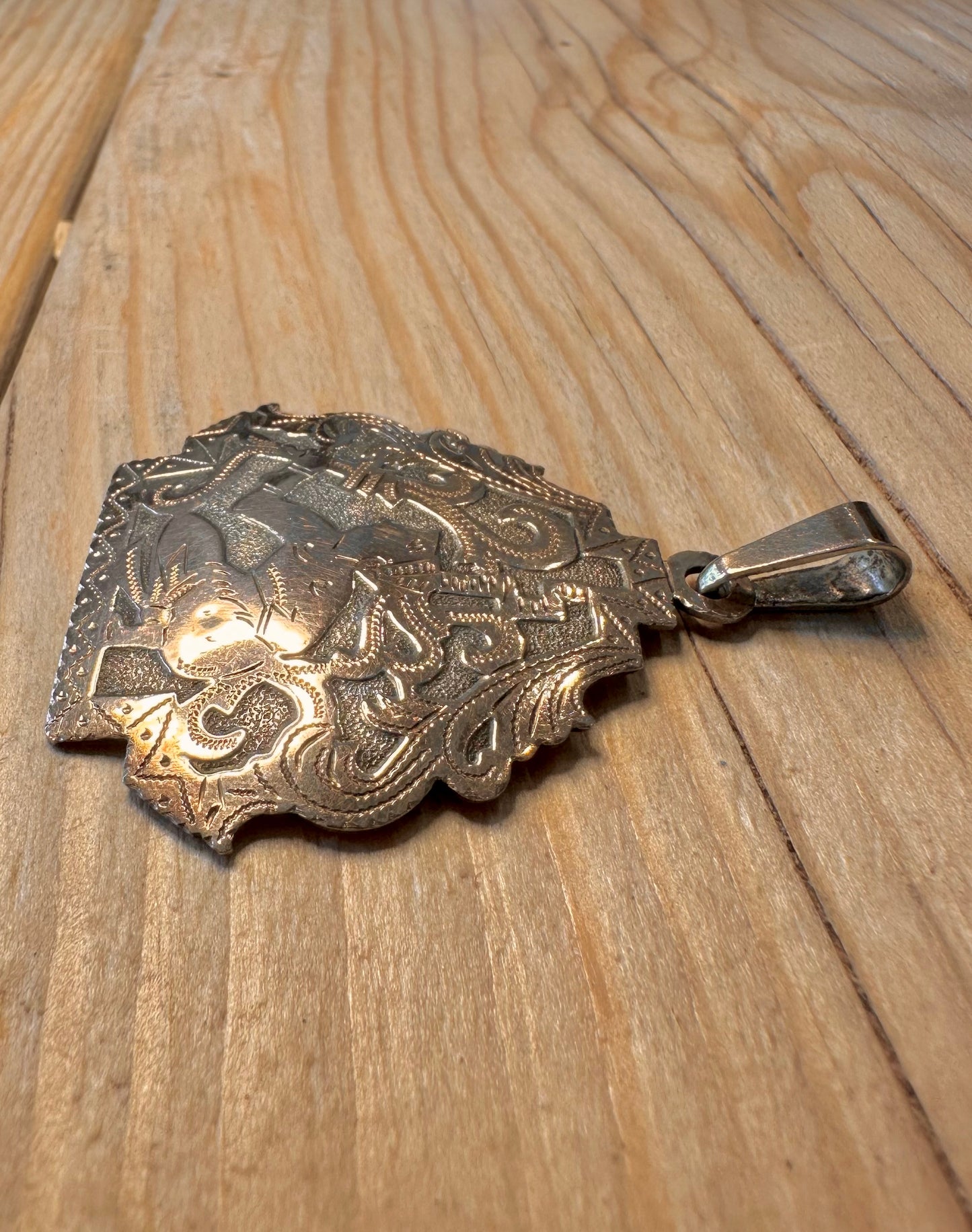 Vintage Gold Plated Ornate Figure 900 Silver Pendant