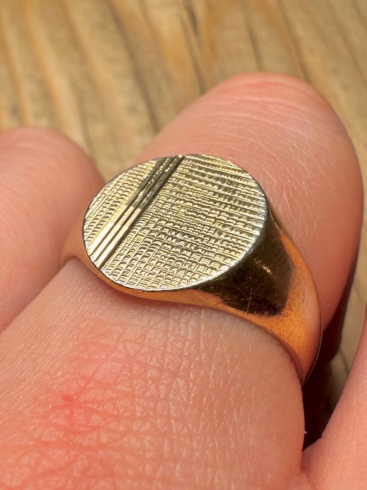 Vintage 1969 Textured Signet Gold on 925 Sterling Silver Size U Ring
