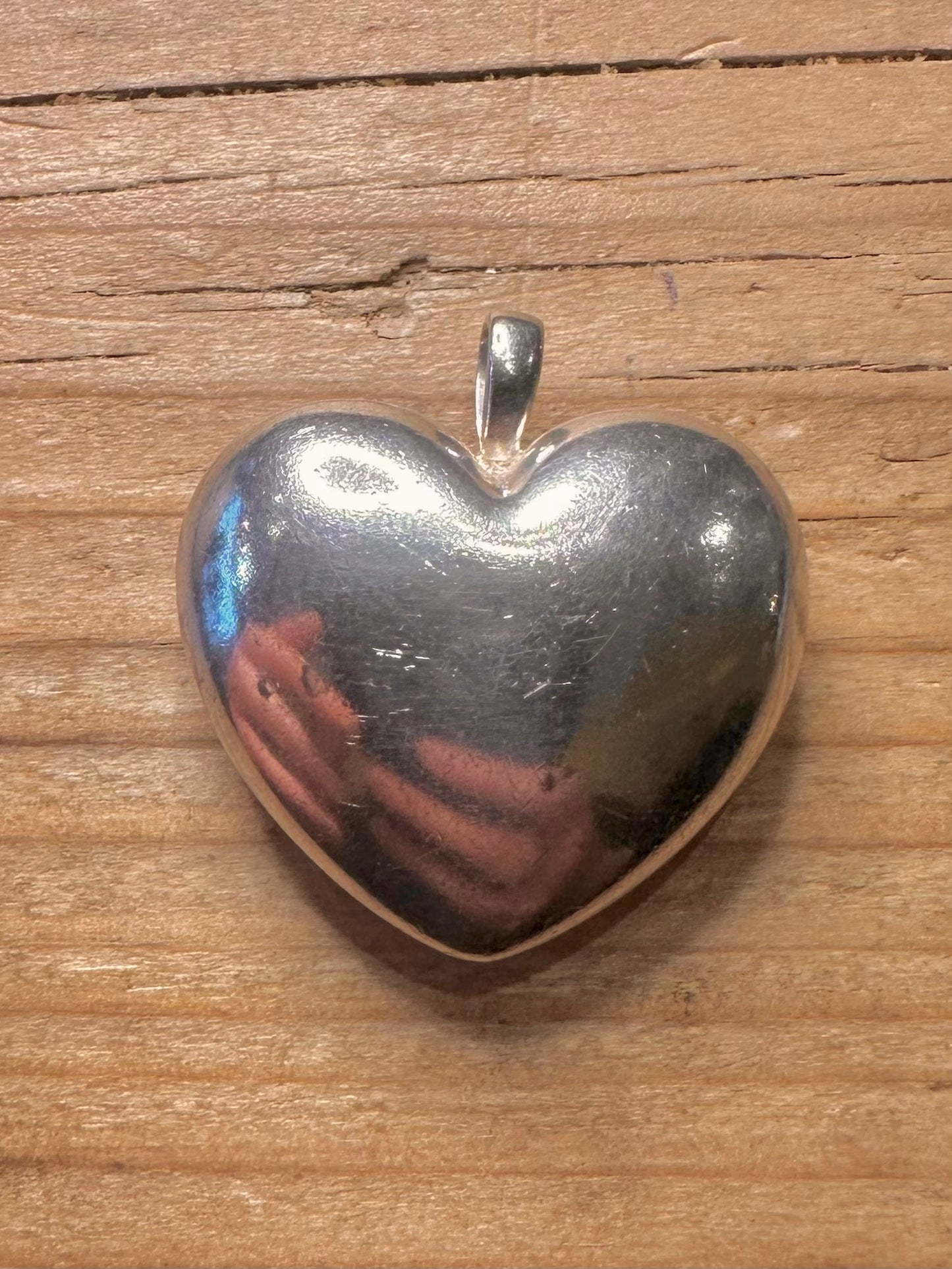 Moderner Puff-Herz-Anhänger aus 925er Sterlingsilber