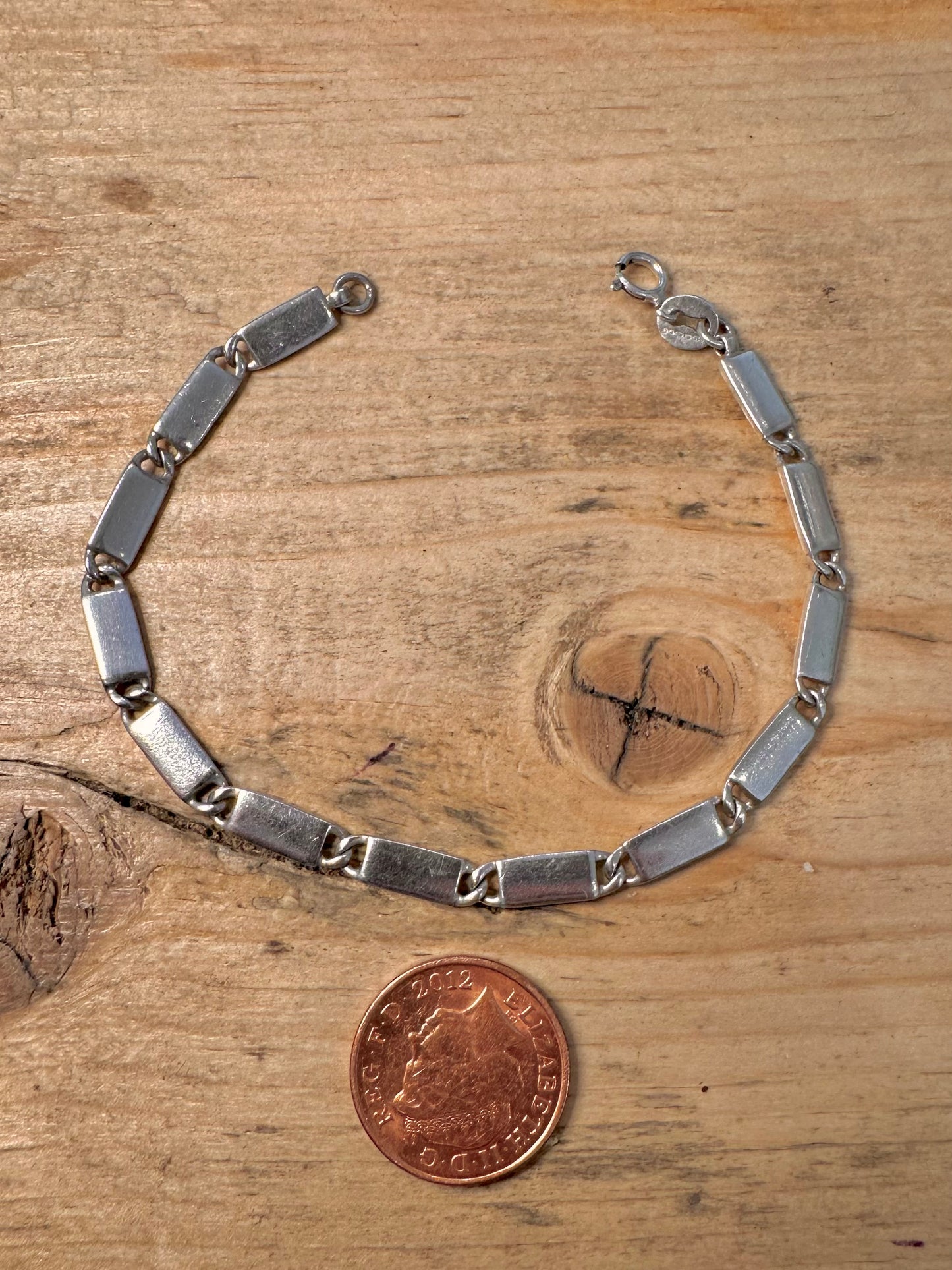 Vintage Bar Link 925 Silver 7.4 inch Bracelet