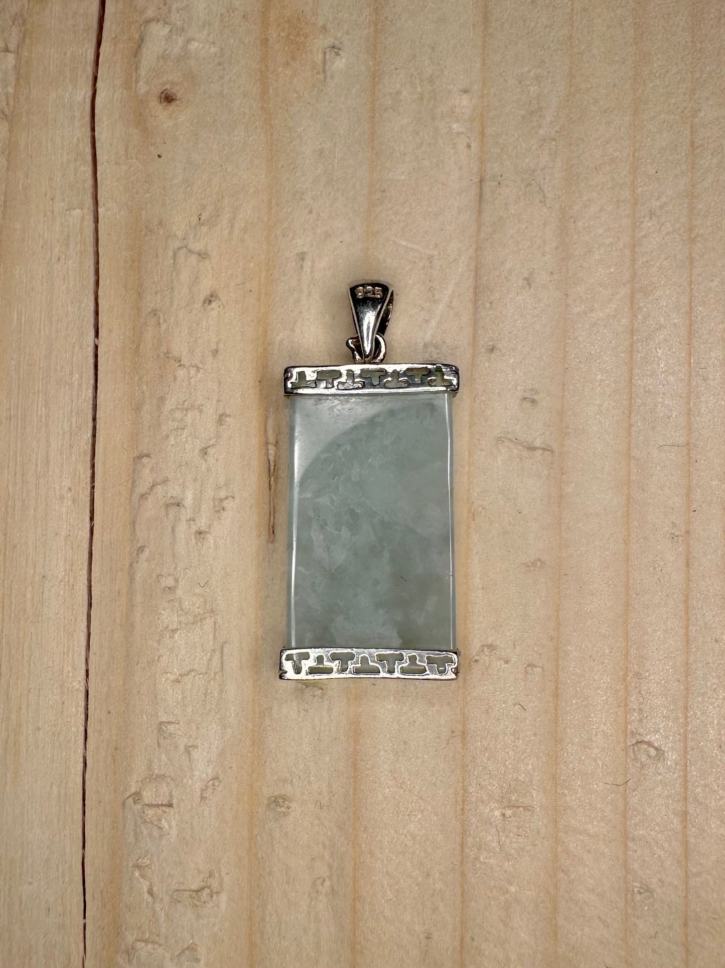 Jade Rectangle 925 Sterling Silver Pendant