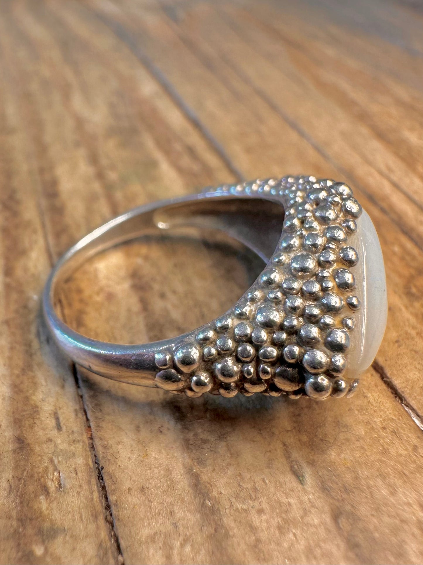 Perlmutt-Blasen-Effekt 925 Sterling Silber Ring Größe N
