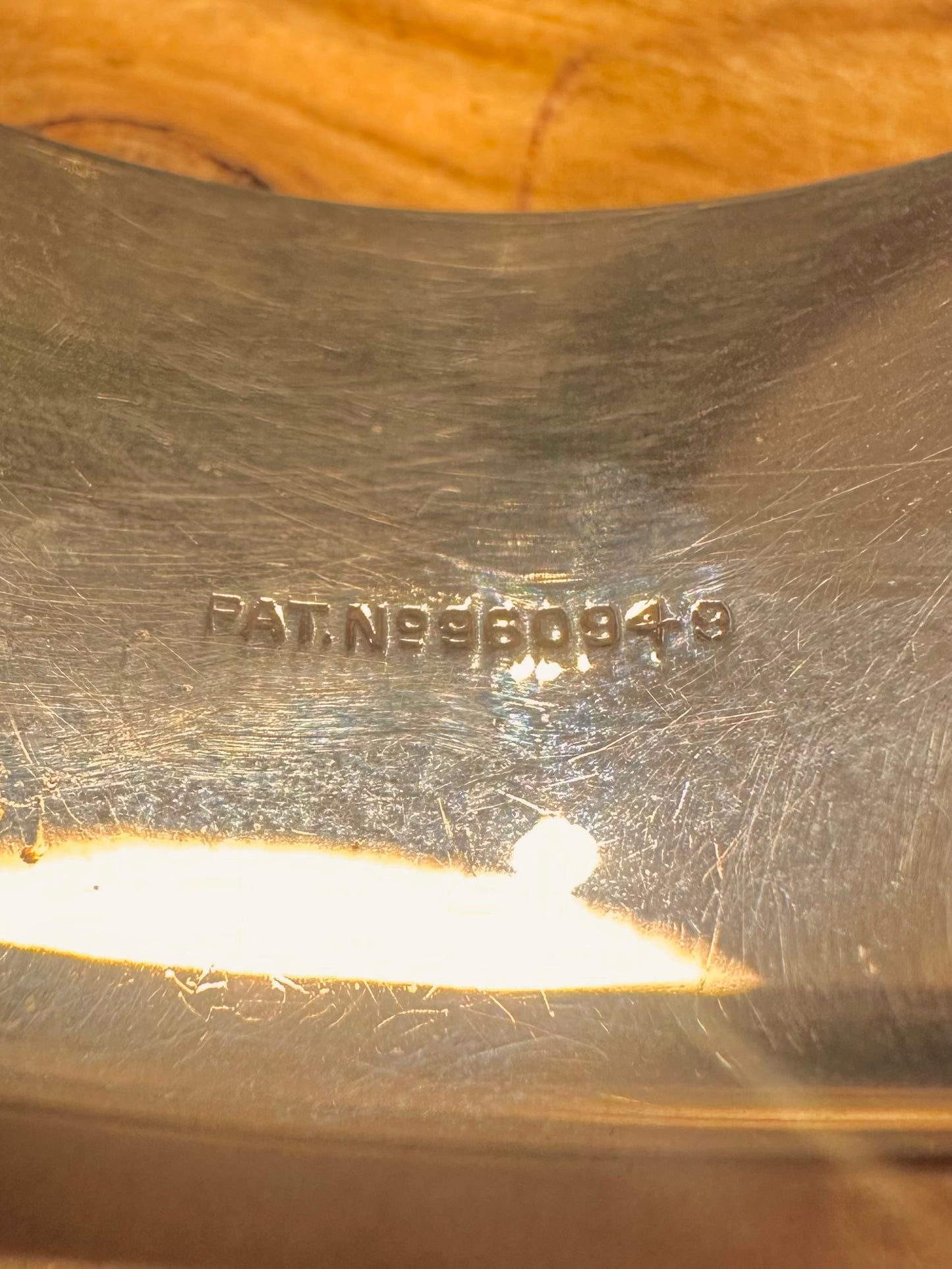 Vintage 1965 Large Buckle Clasp Star Engraved 925 Sterling Silver Bangle