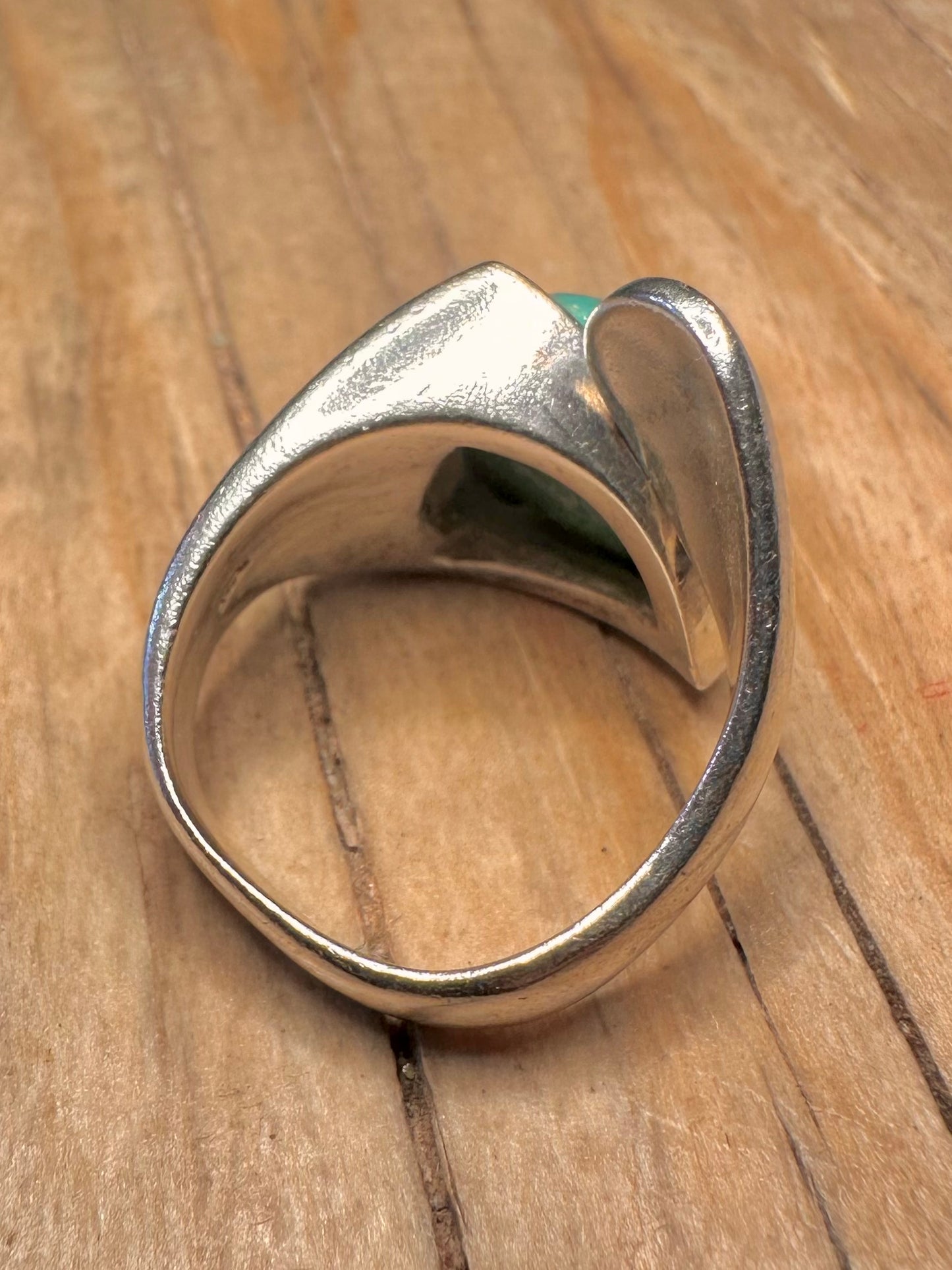Abstract Turquoise Overlapping 925 Sterling Silver Size M Ring