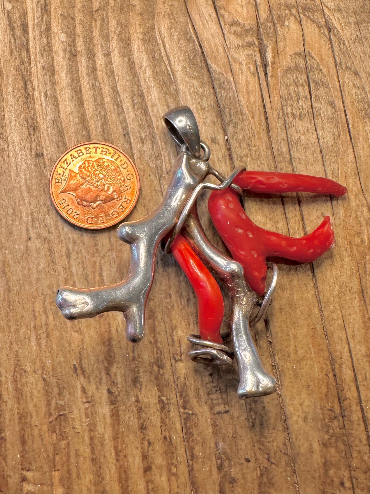 Abstract Organic Coral 925 Sterling Silver Pendant