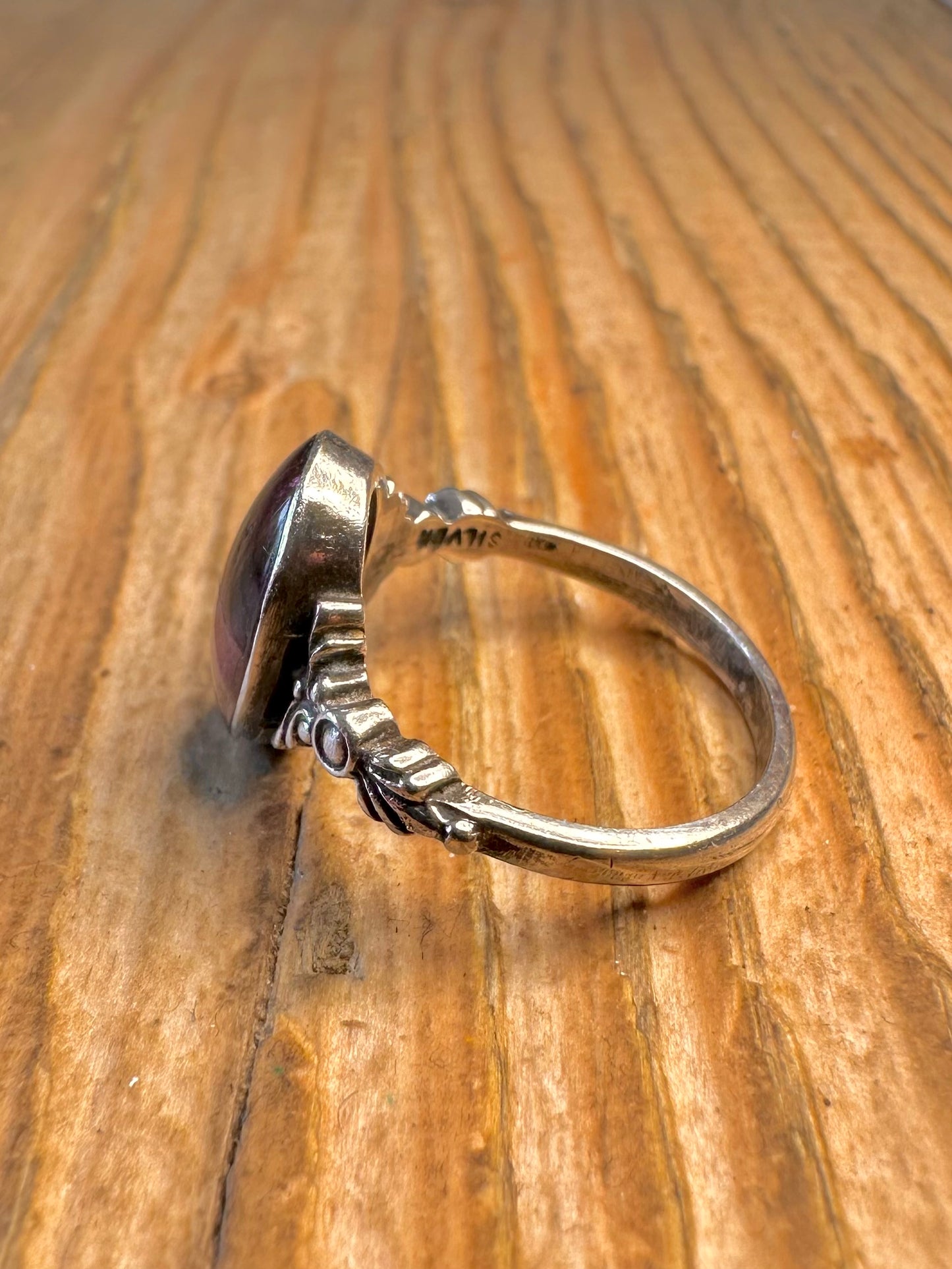 Blue John Ornate 925 Sterling Silver Size M1/2 Ring