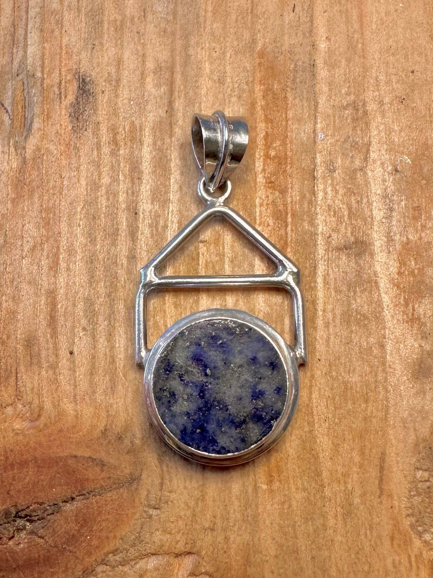 Geometric Shaped Lapis 925 Sterling Silver Pendant