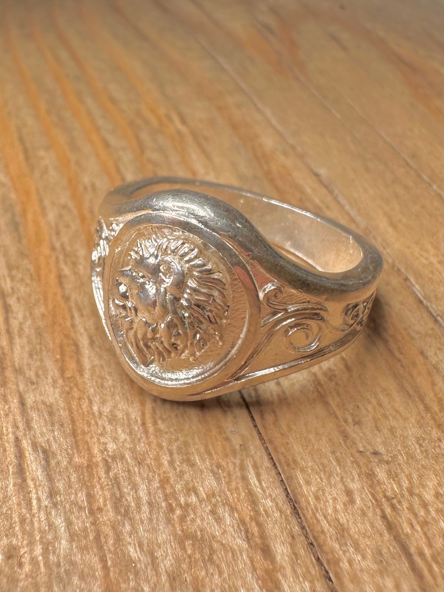 Modern Lion Head Engraved 925 Sterling Silver Size W Ring