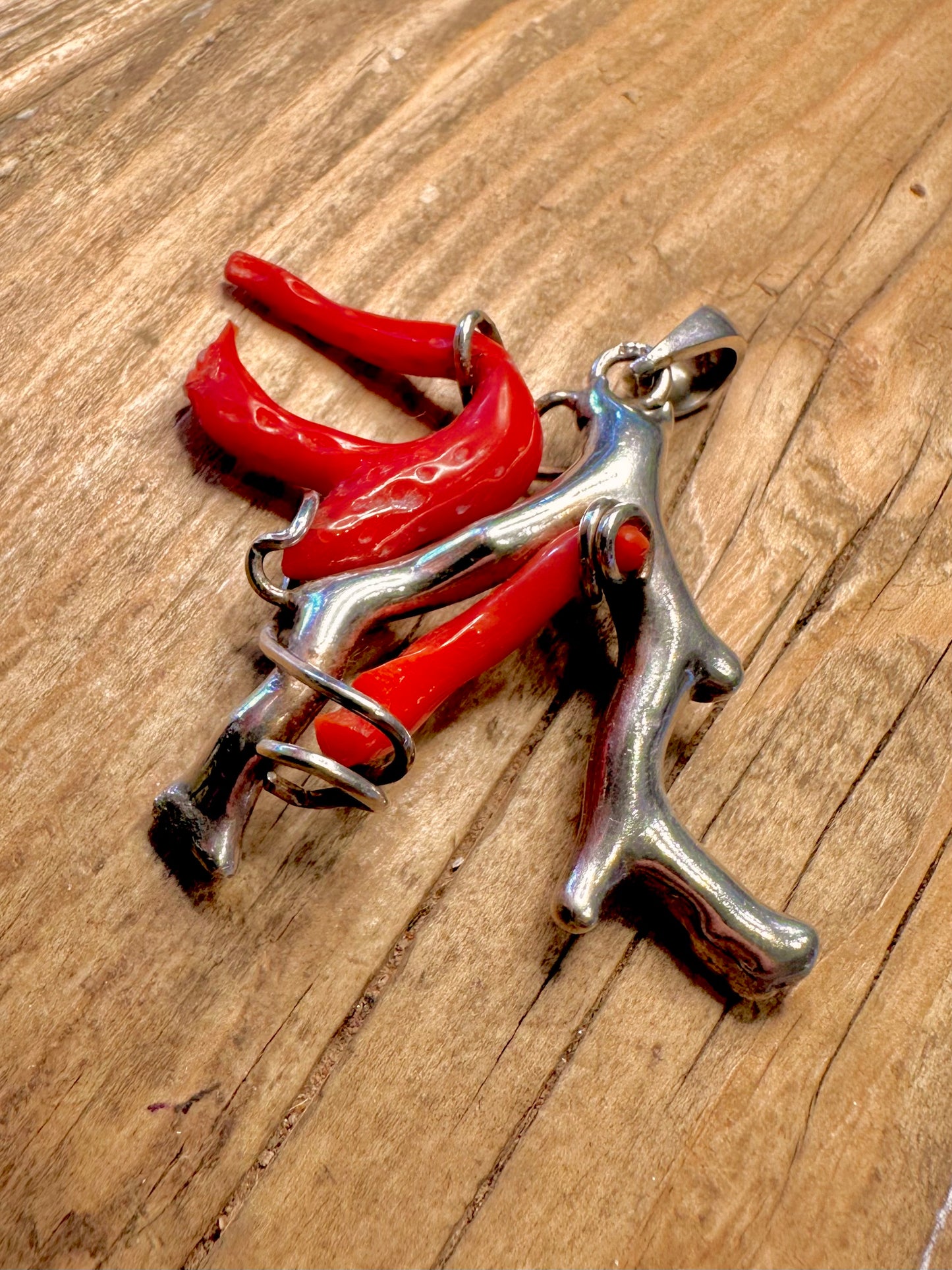Abstract Organic Coral 925 Sterling Silver Pendant
