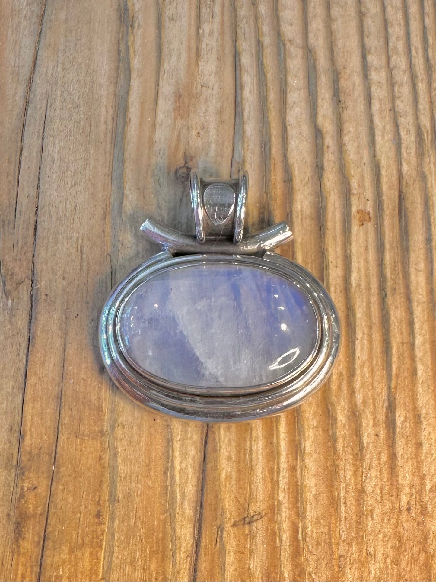 Large Rainbow Moonstone 925 Sterling Silver Pendant