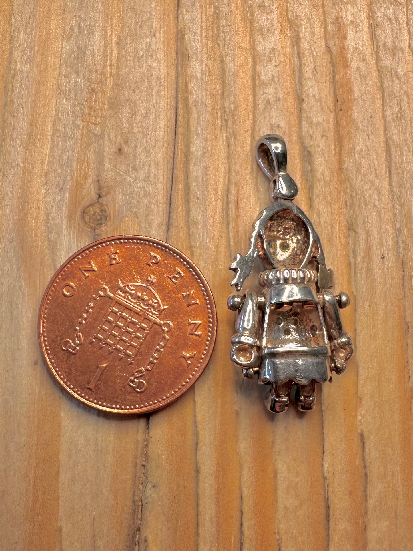 Vintage Articulated Rag Doll Multi Gemstone 925 Silver Charm Pendant