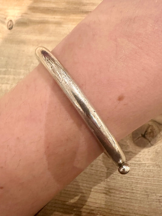 Vintage Heavy Screw Clasp Rounded Hallmarked 925 Silver Bangle