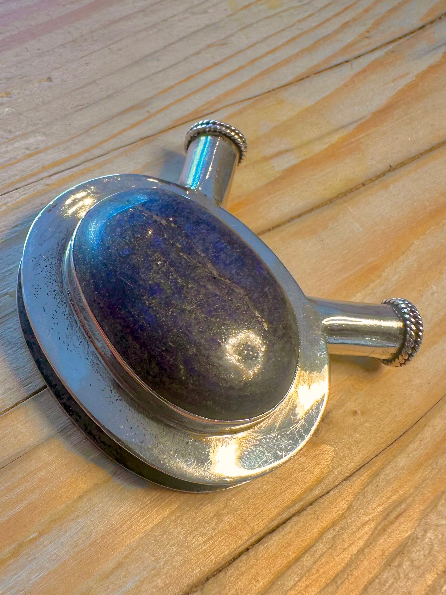 Vintage Large Lapis Lazuli 925 Silver Pendant