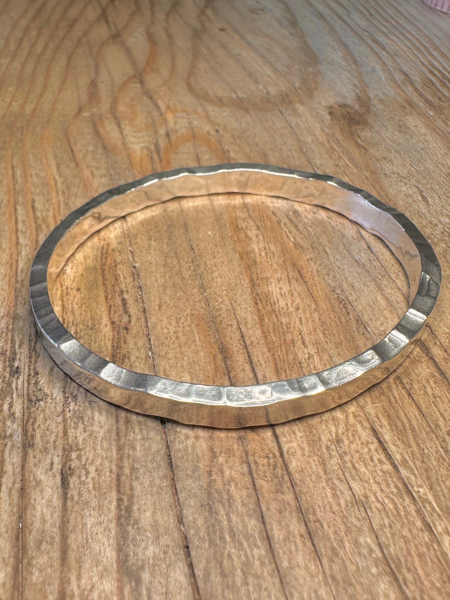 Abstract 2000 Hammered 925 Sterling Silver Hallmarked Bangle