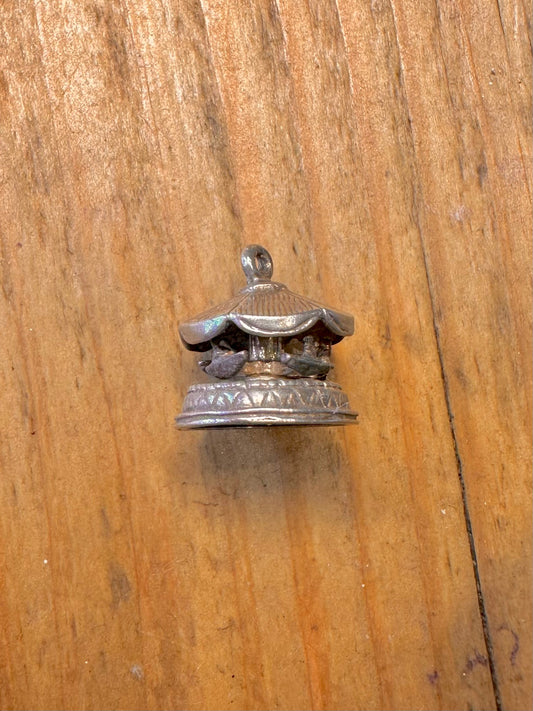Carousel Articulated Spinning 925 Sterling Silver Charm Pendant