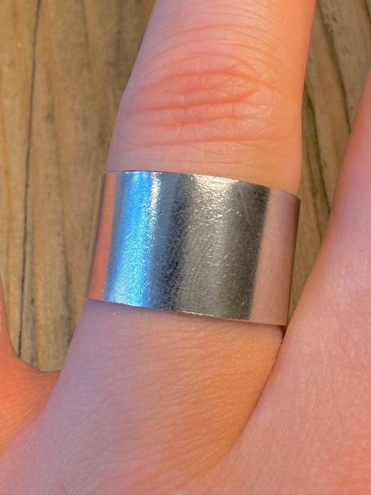 Wide Band 925 Sterling Silver Size S Ring