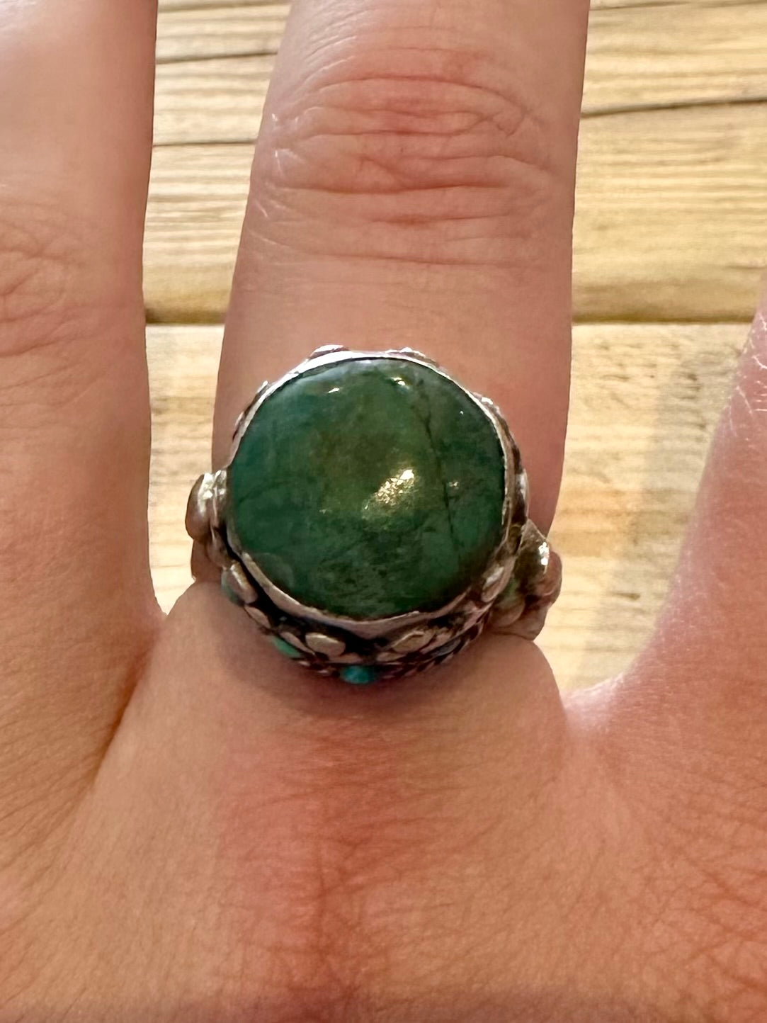 Vintage Afghan Turquoise Silver Size U Ring