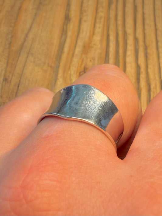 Abstract Curved Band 925 Sterling Silver Size U Ring
