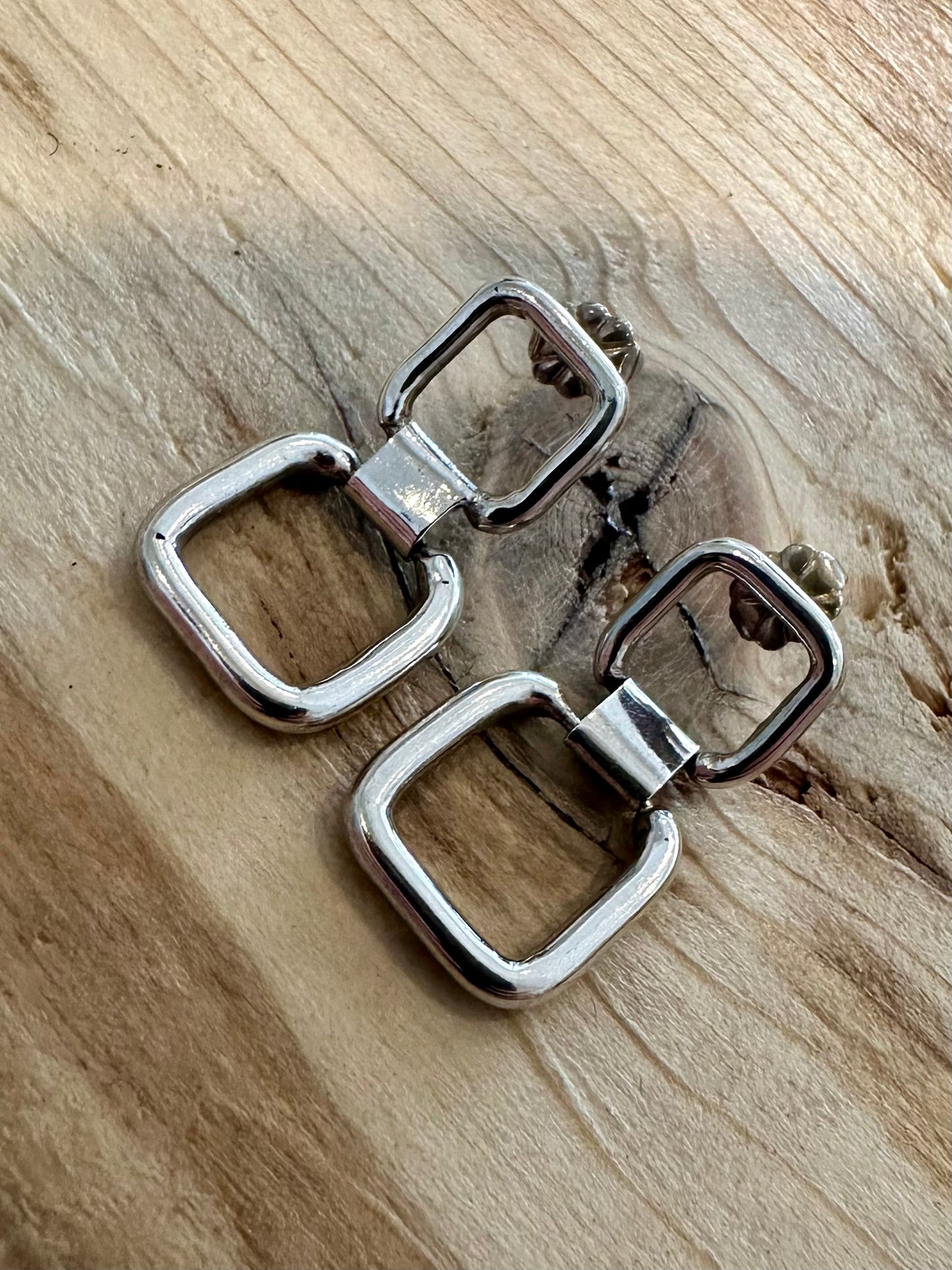 Abstract Square Dangle 925 Silver Earrings