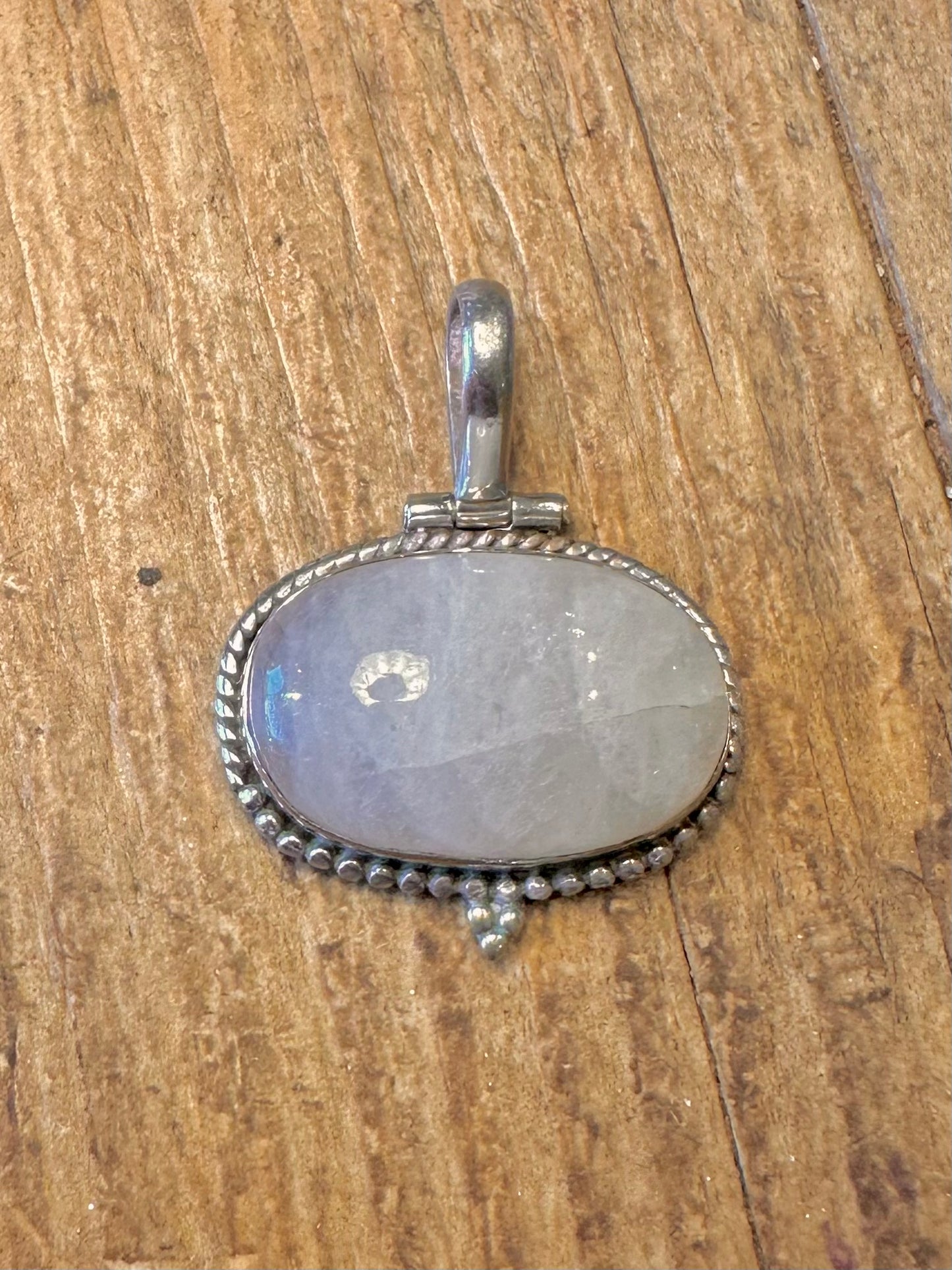 Moonstone Beaded Border 925 Sterling Silver Pendant