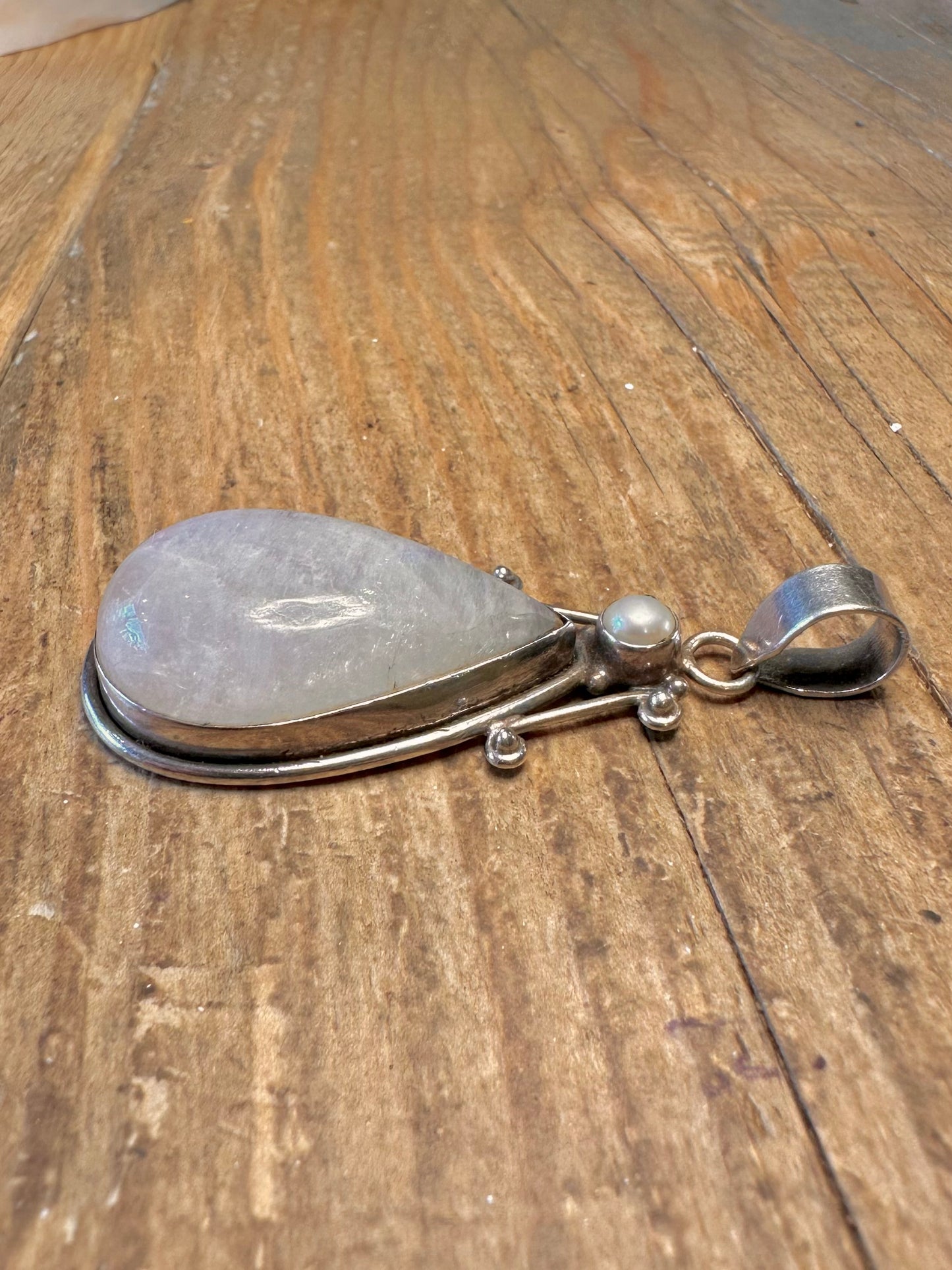 Moonstone and Pearl 925 Sterling Silver Pendant