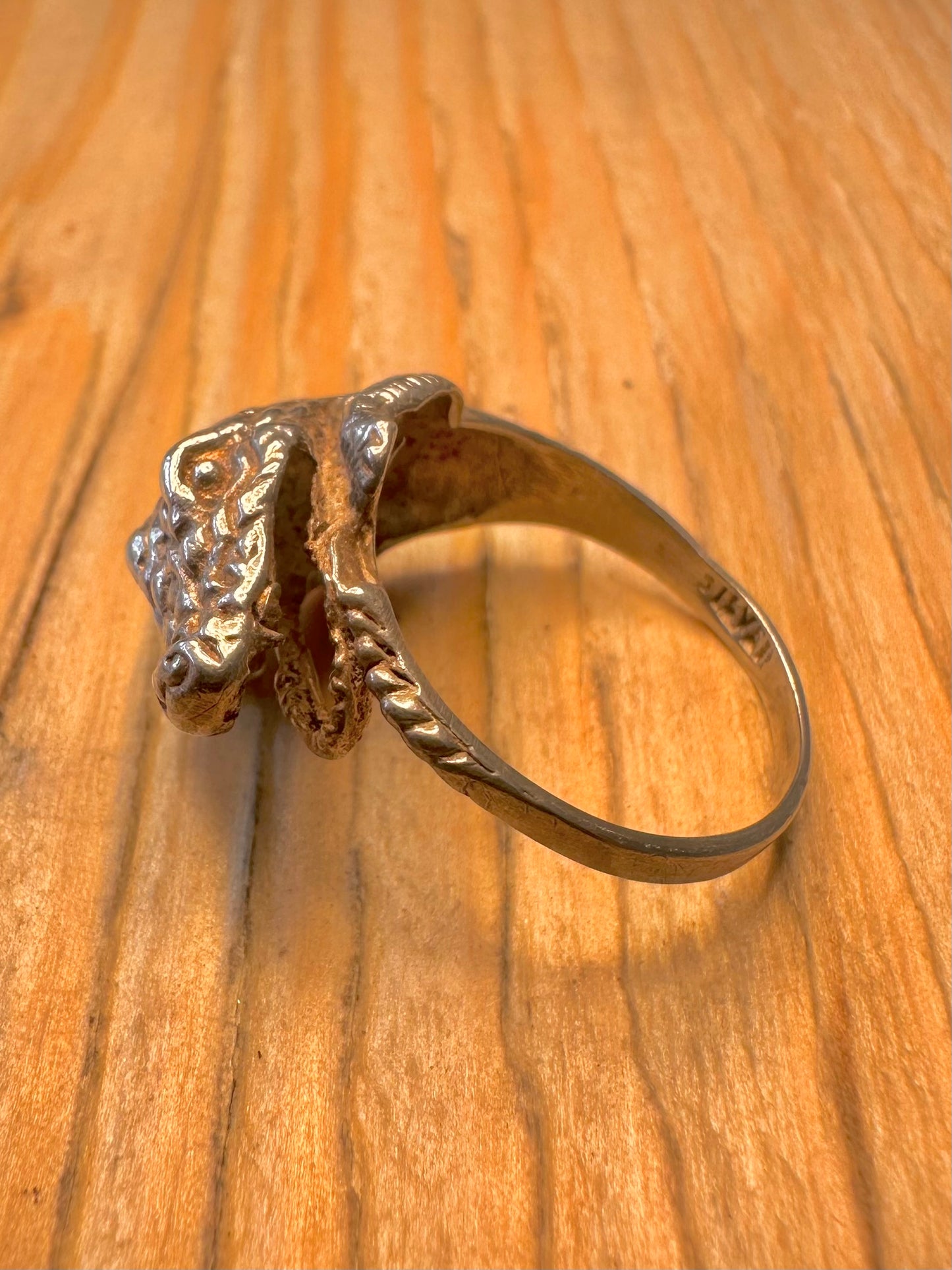 Vintage Crocodile 925 Sterling Silver Size R Ring