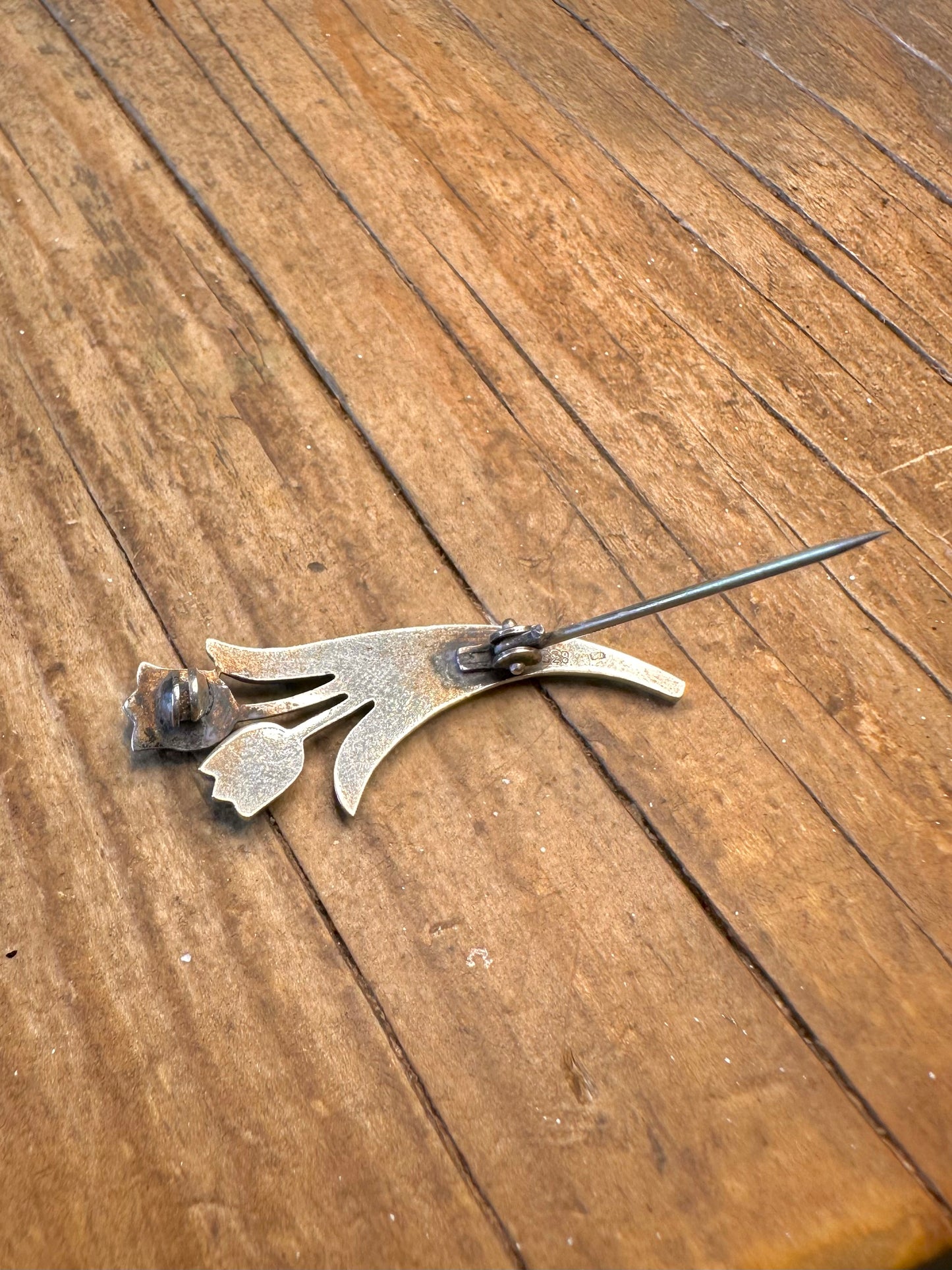 Austrian Enamel Tulip 835 Silver Brooch