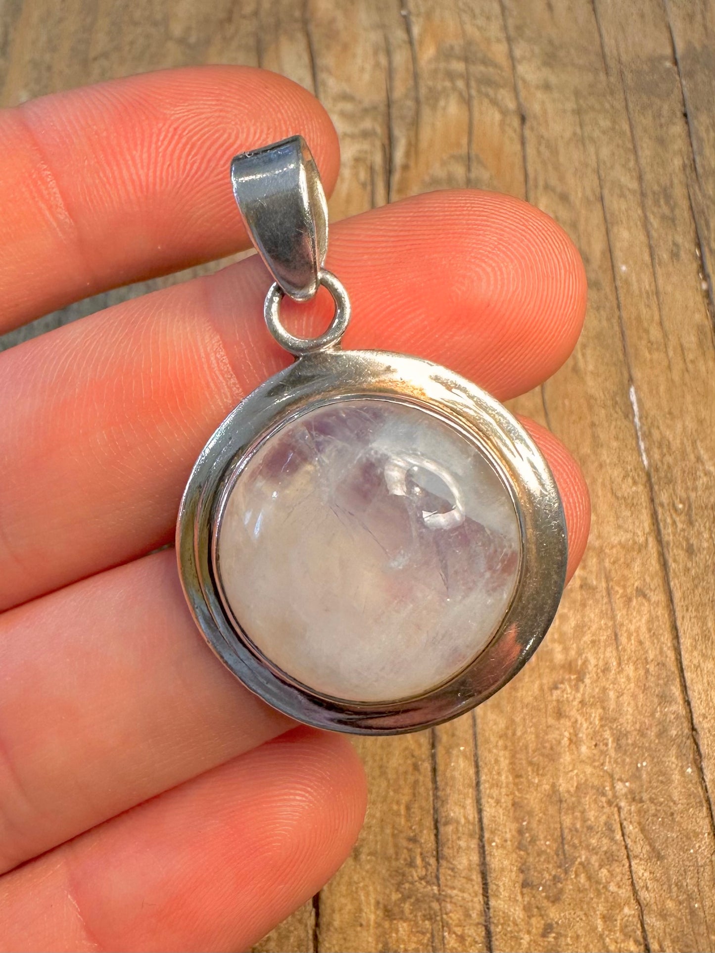 Moonstone Circle 925 Sterling Silver Pendant
