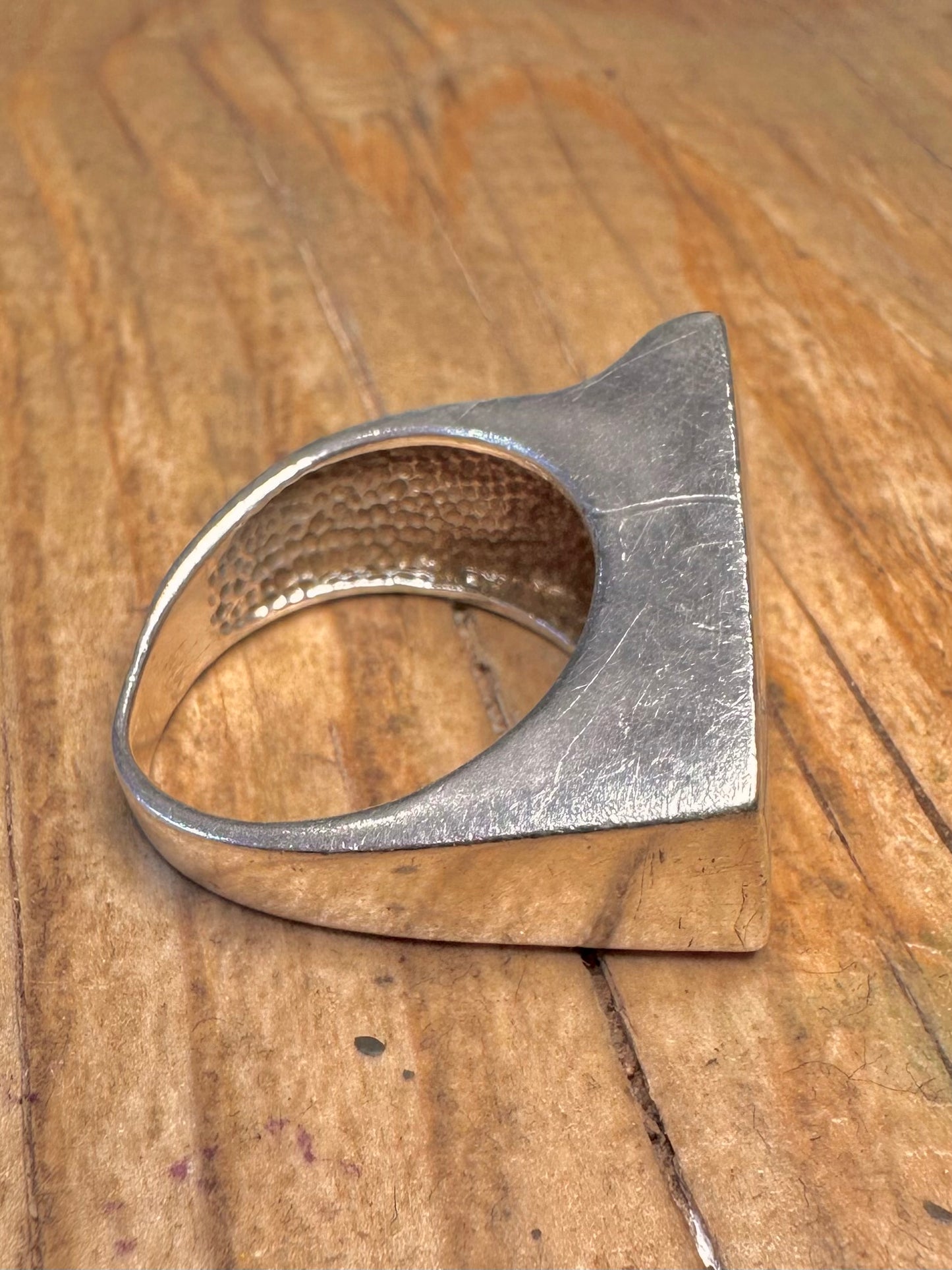 Modernist Mother of Pearl Bar 925 Sterling Silver Size R Ring
