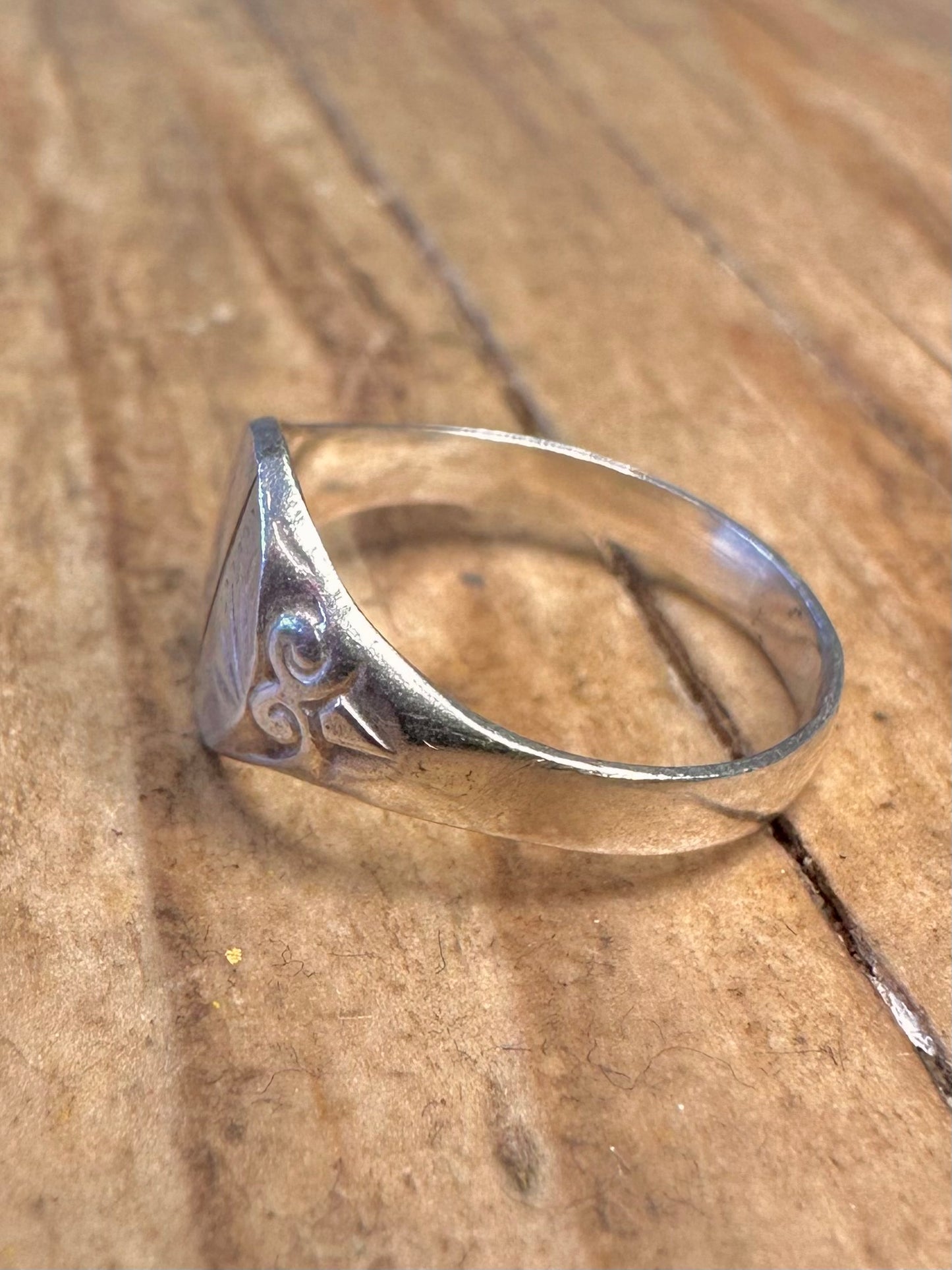 Engraved Signet 925 Sterling Silver Size H Ring