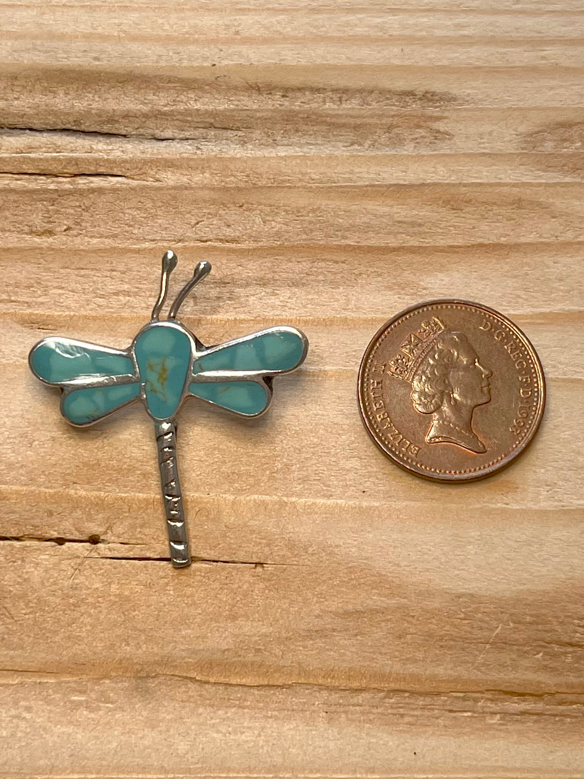 Turquoise Dragon Fly 925 Mexico Sterling Silver Brooch