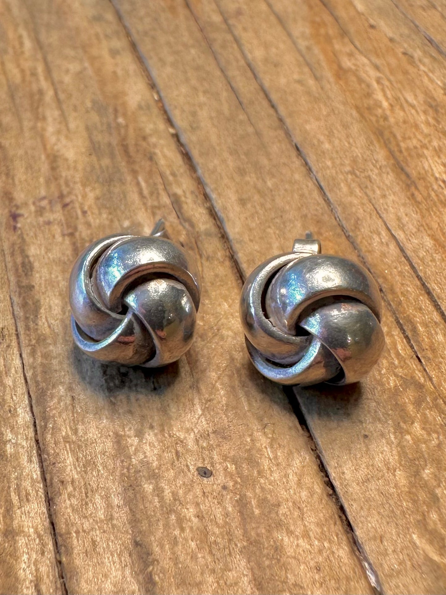 Chunky Heavy Knot Studs 925 Sterling Silver Earrings