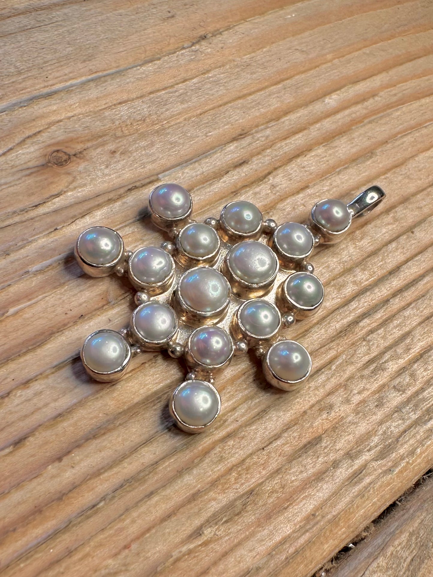 Vintage Pearl Cluster 925 Sterling Silver Pendant
