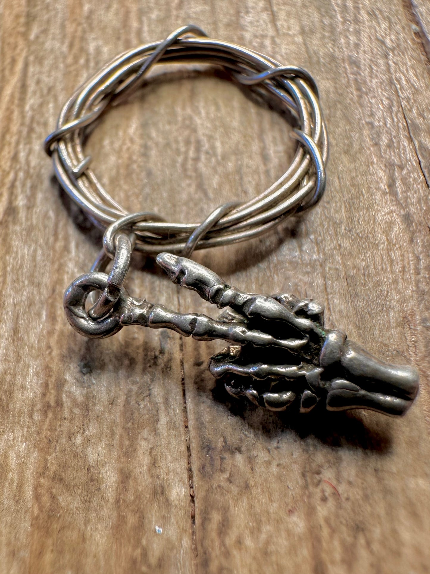 Vintage Thorn Skeleton Hand 925 Sterling Silver Pendant