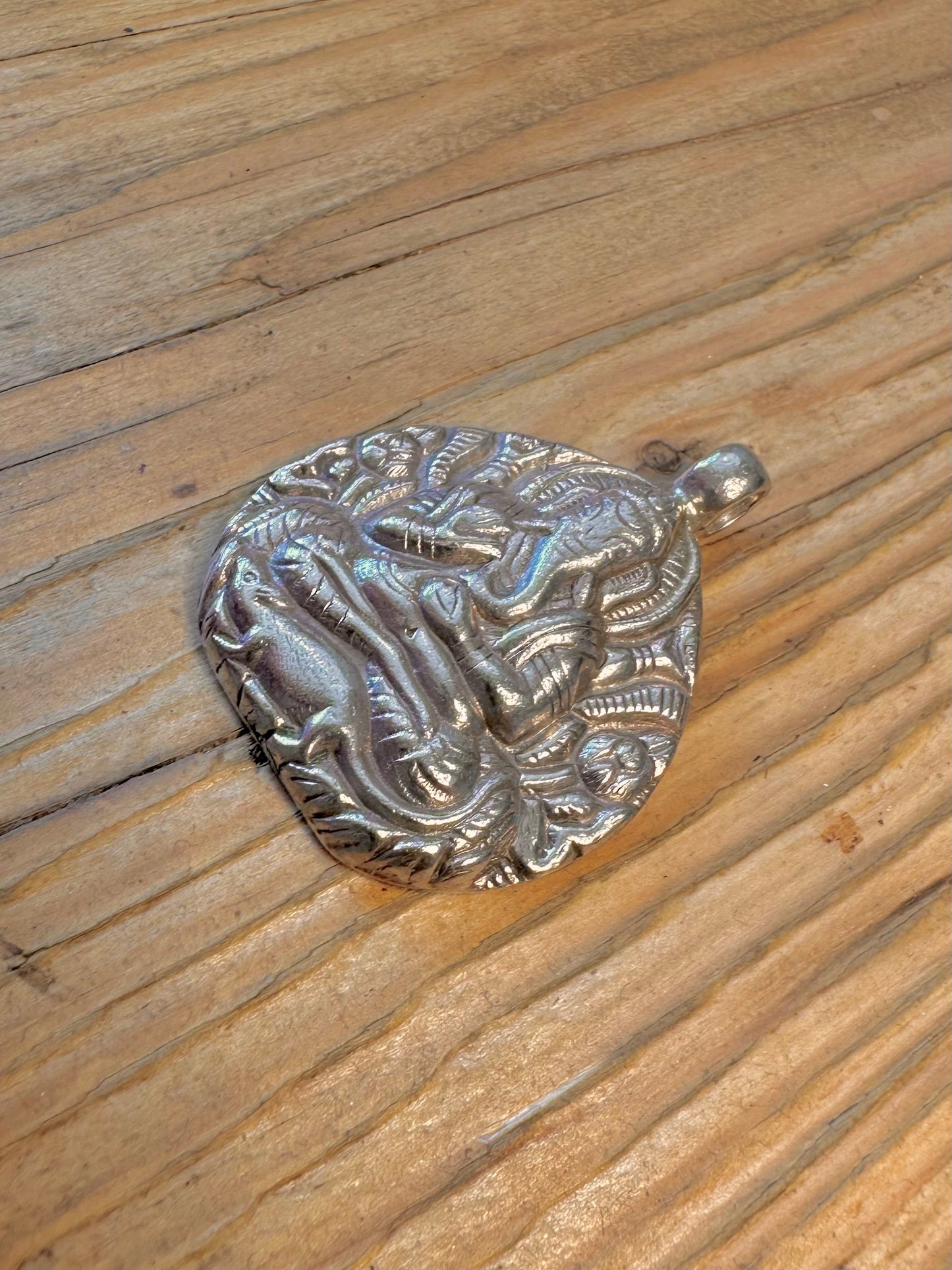 Large Ganesha Intricate 925 Sterling Silver Pendant