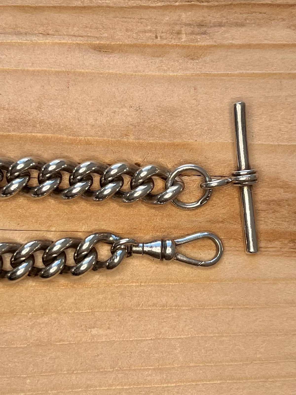 Chunky T-Bar Chain Albert Clasp 925 Sterling Silver 8.3 Inch Bracelet