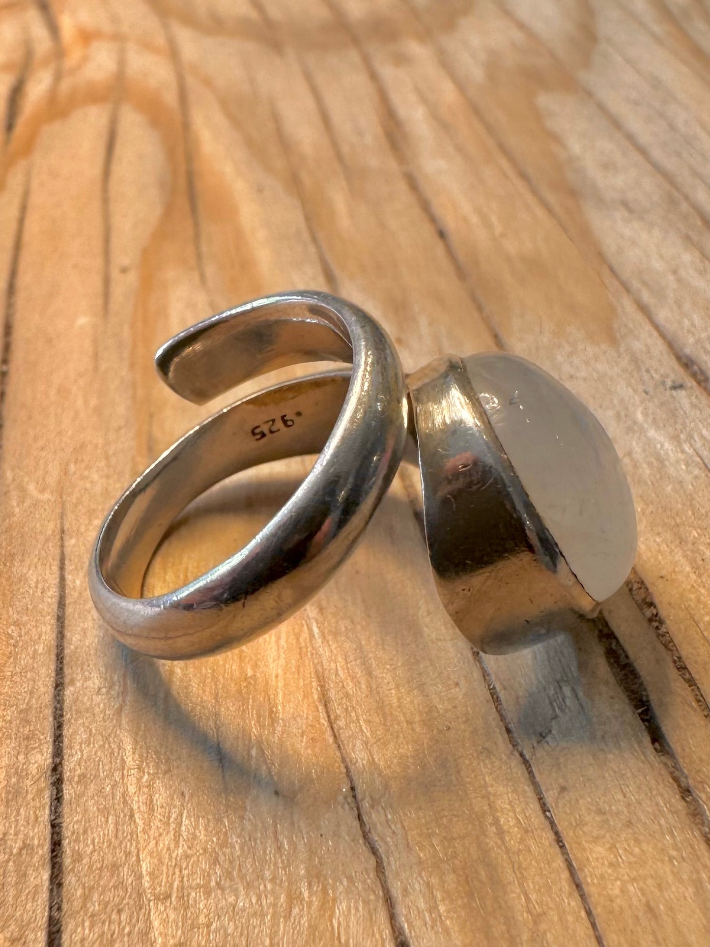 Abstract Moonstone Layer 925 Silver Size M Ring
