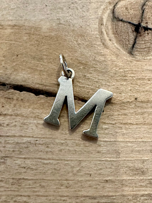 Vintage Letter M 925 Silver Pendant