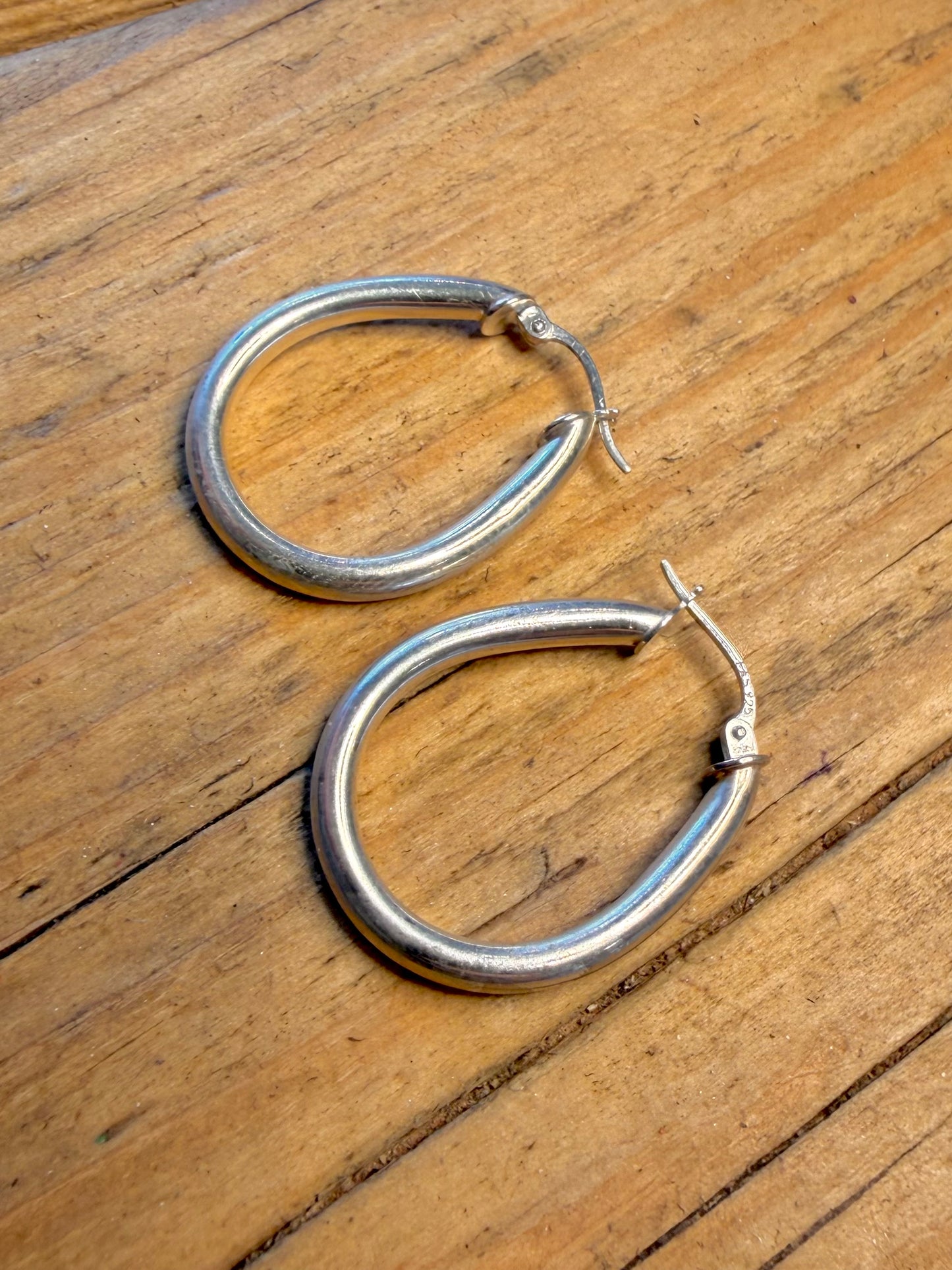 Oval Hoops 925 Sterling Silver Earrings
