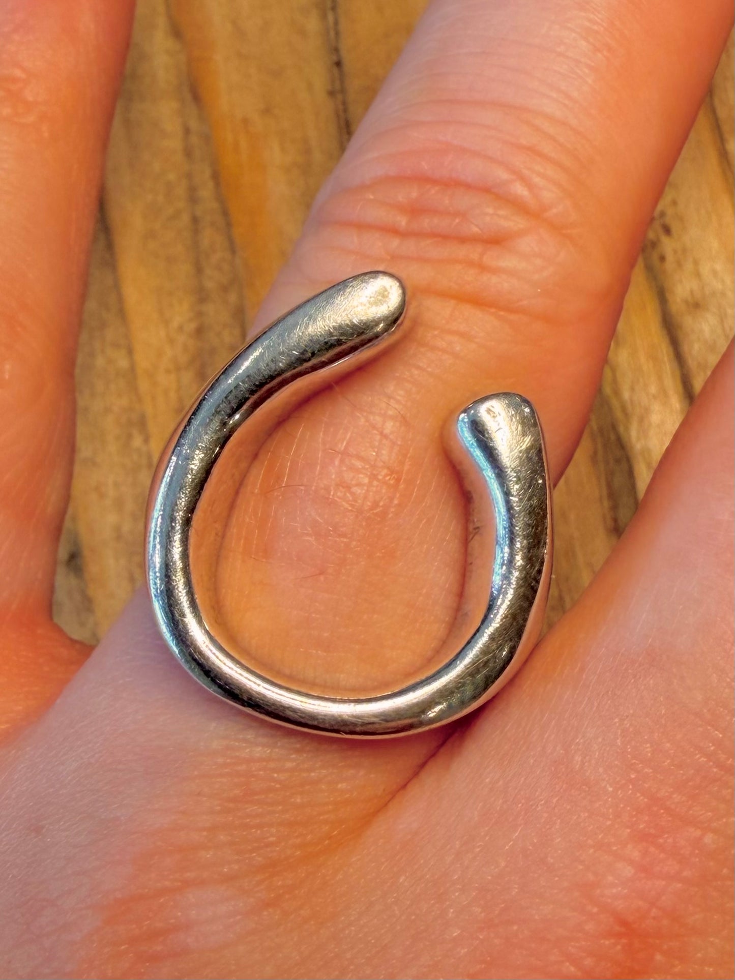 Abstract Curved Shaped Solid 925 Sterling Silver Size S1/2 Ring