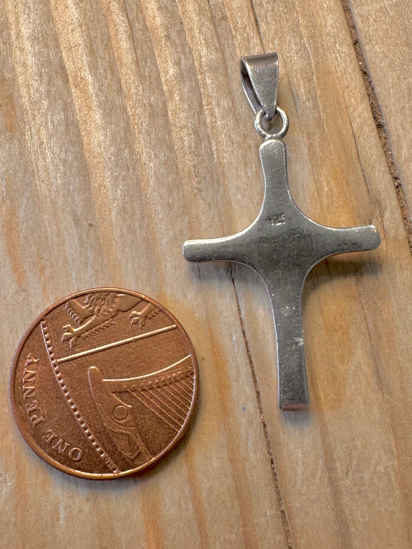 Abstract Blue Opal Cross 925 Silver Pendant