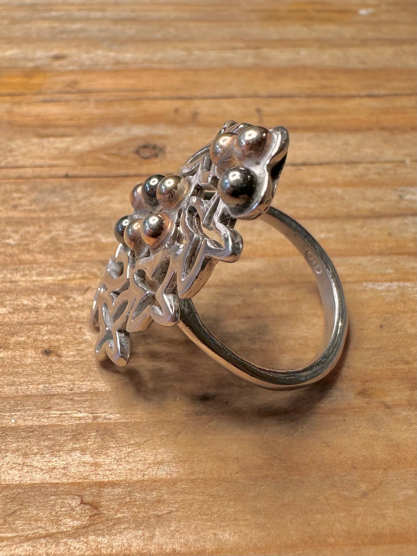 Abstrakter Blumen-Design 925er Sterling Silber Ring Größe L1/2