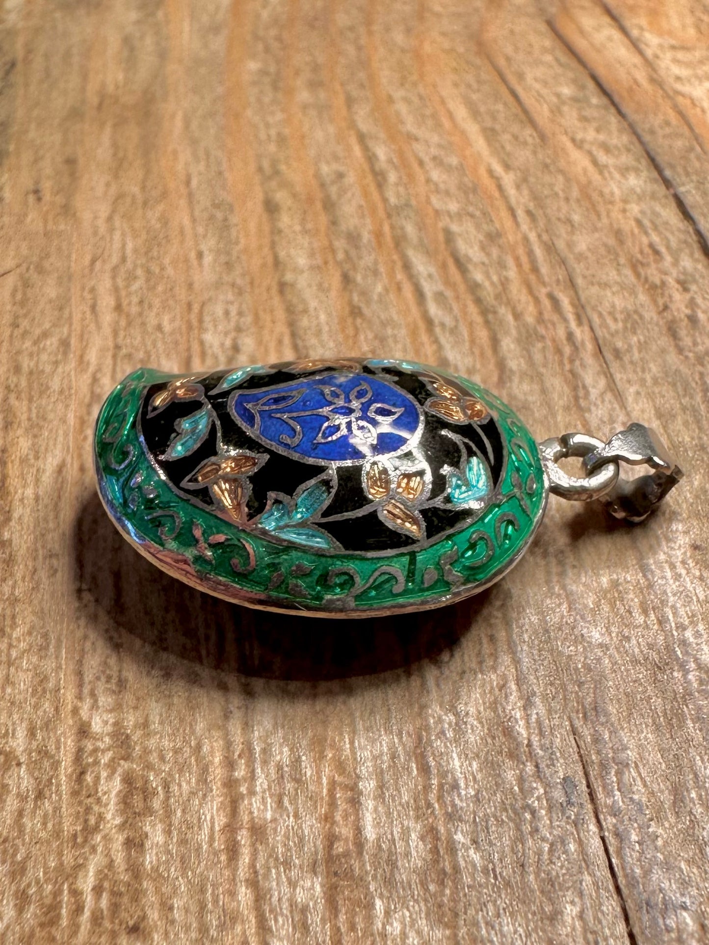 Vintage Emaille Cloisonné 925 Sterling Silber Anhänger