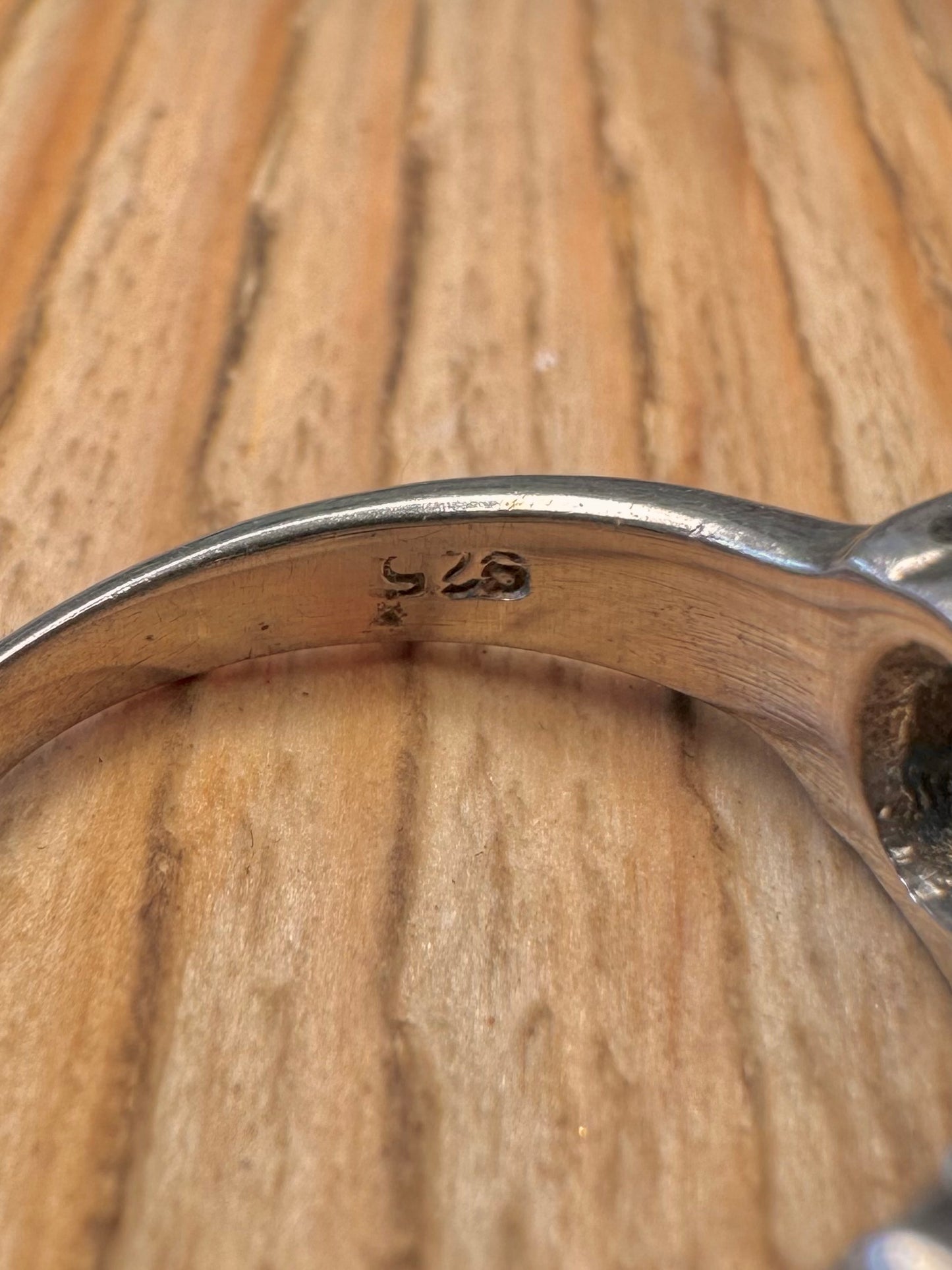 Vintage Smokey Quarts 925 Sterling Silver Size P Ring