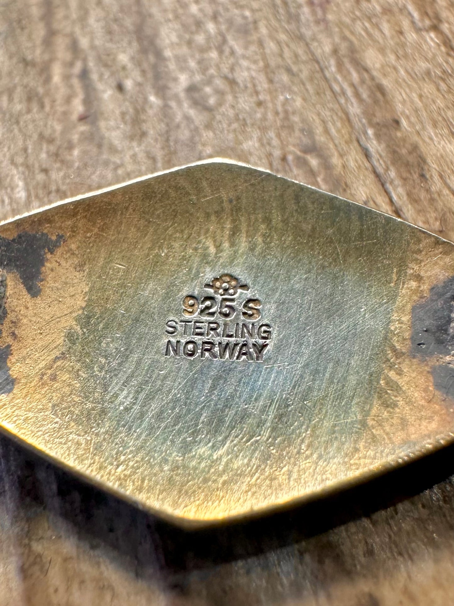 Stunning Norwegian Viking Ship Guilloche Enamel 925 Sterling Silver Brooch