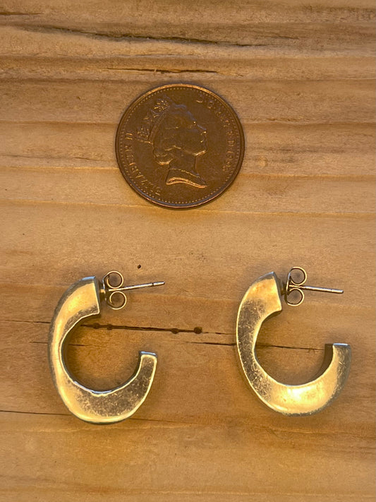 Abstract Chunky Half Hoop 925 Sterling Silver Earrings