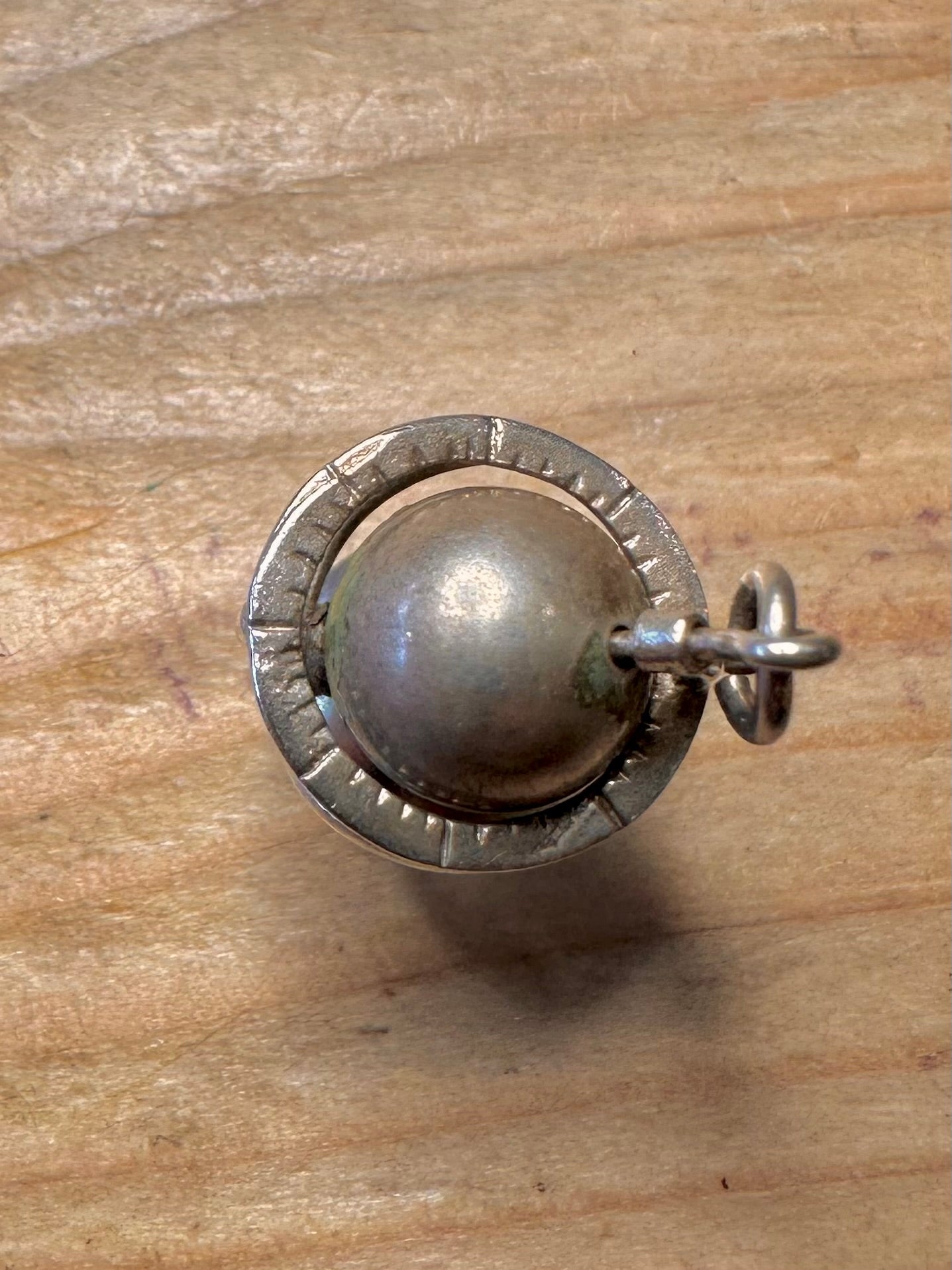 Vintage Globe Spinning 925 Sterling Silver Charm Pendant