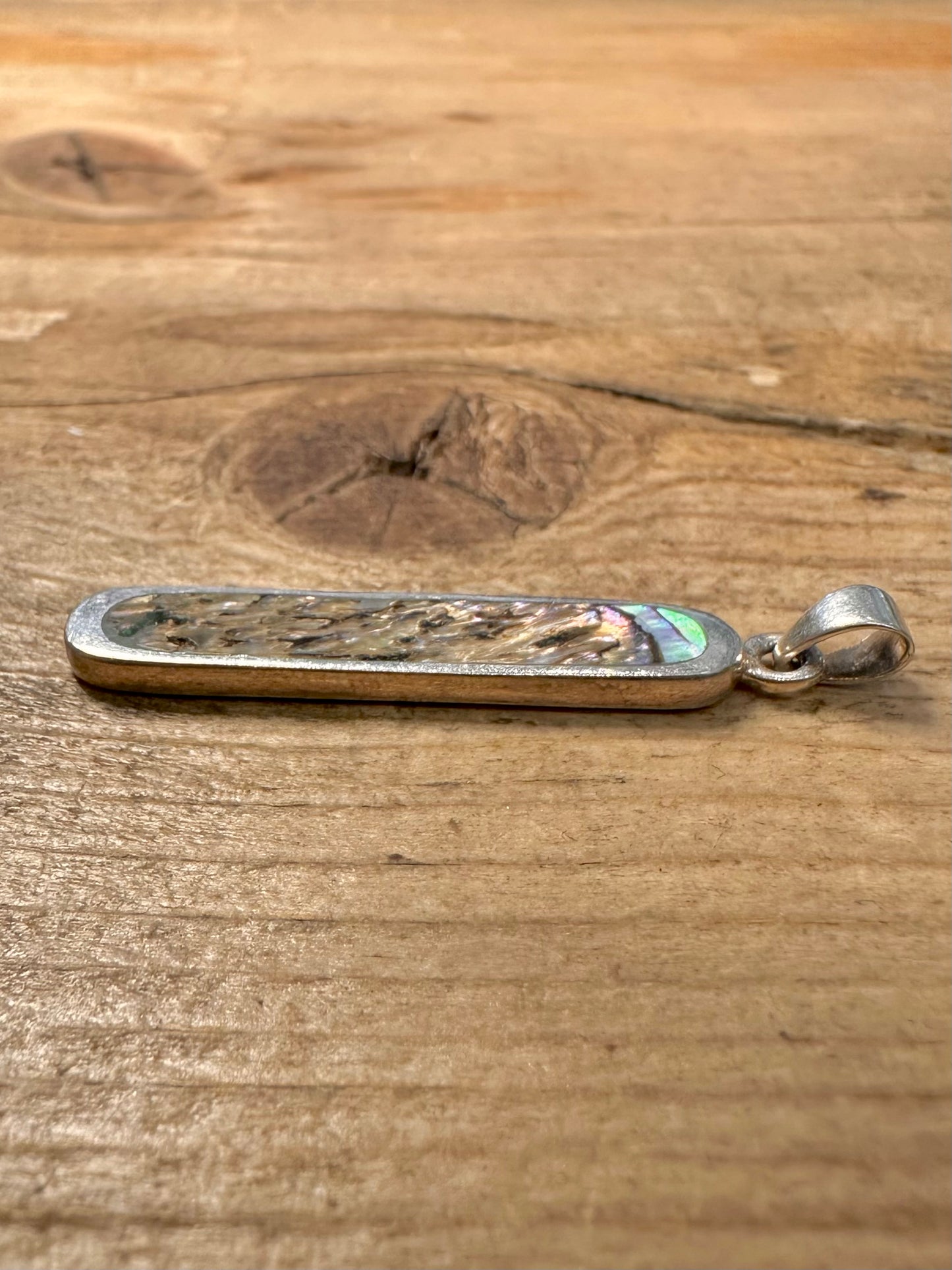 Abstract Abalone Rectangle 925 Silver Pendant