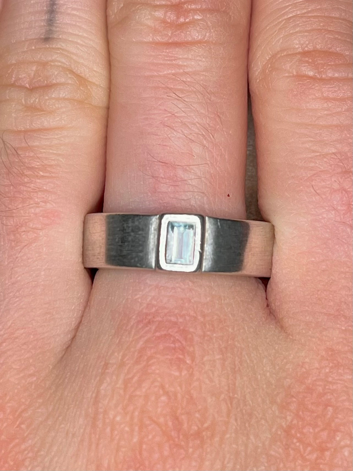 Blue Topaz Band 925 Sterling Silver Size M1/2 Ring