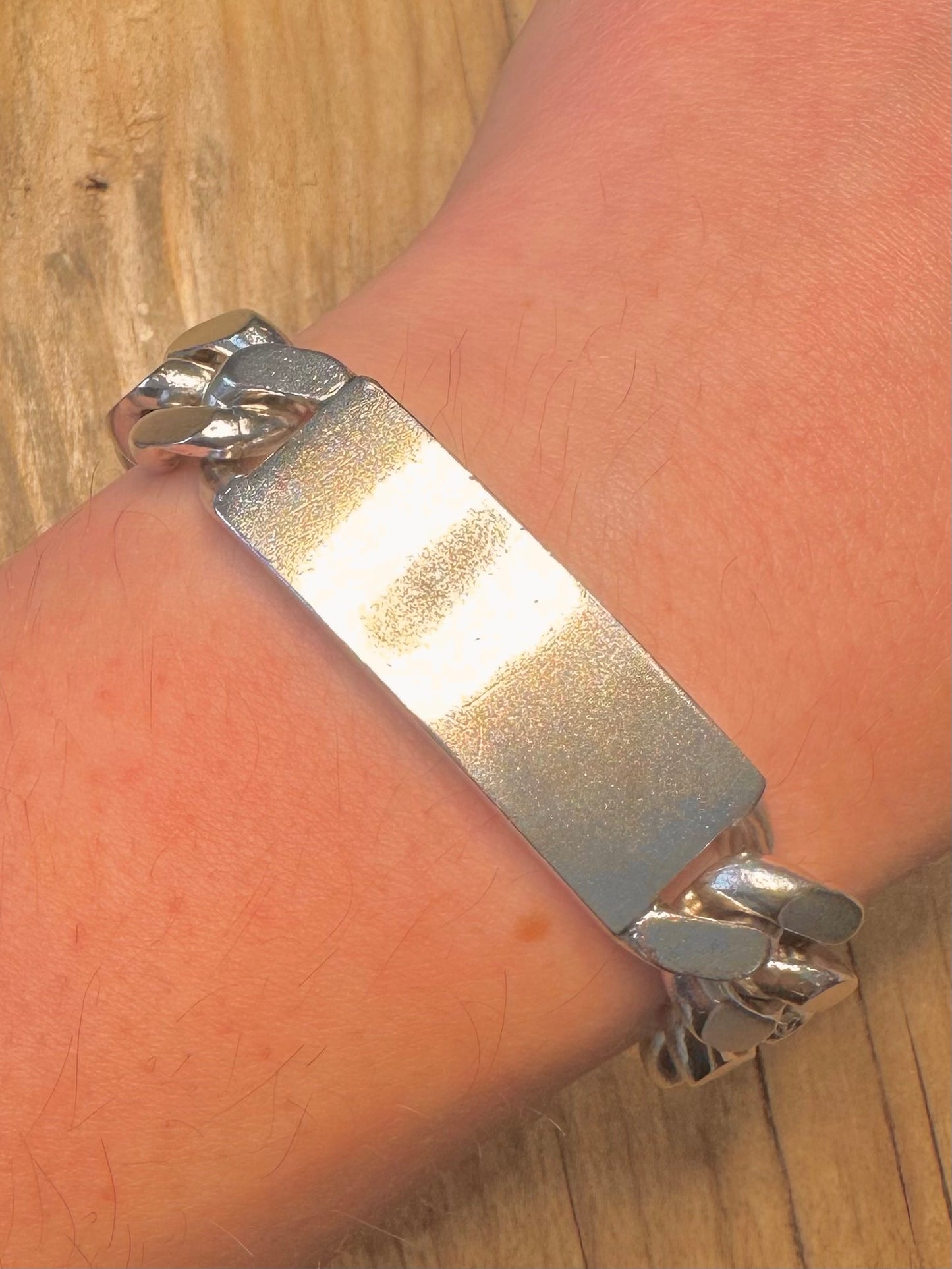 Vintage 1974 Identity Curb Chain 925 Sterling Silver 8.5 inch Bracelet